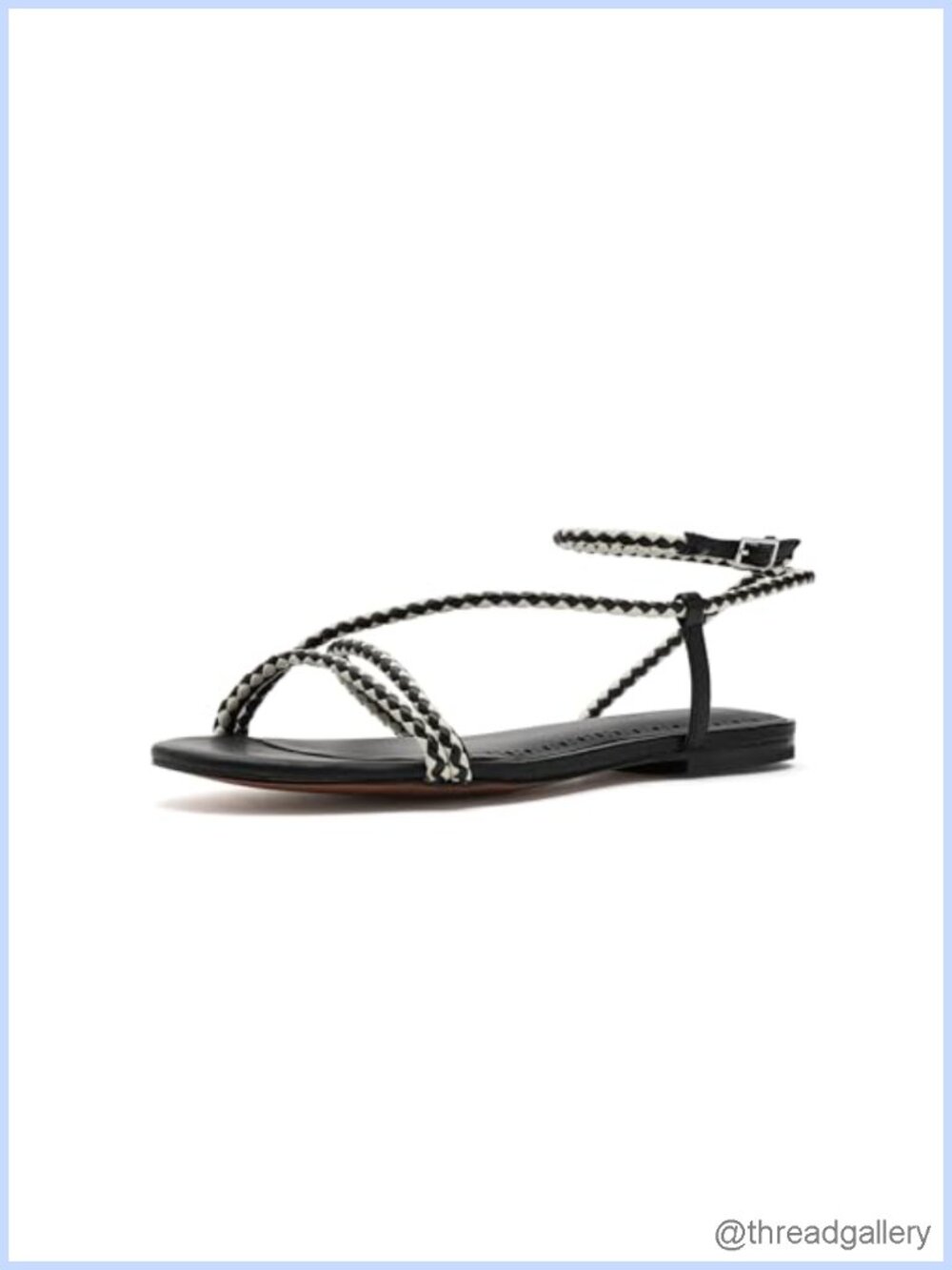 Braided Leather Gladiator Sandals Ankle Strap Block Heel